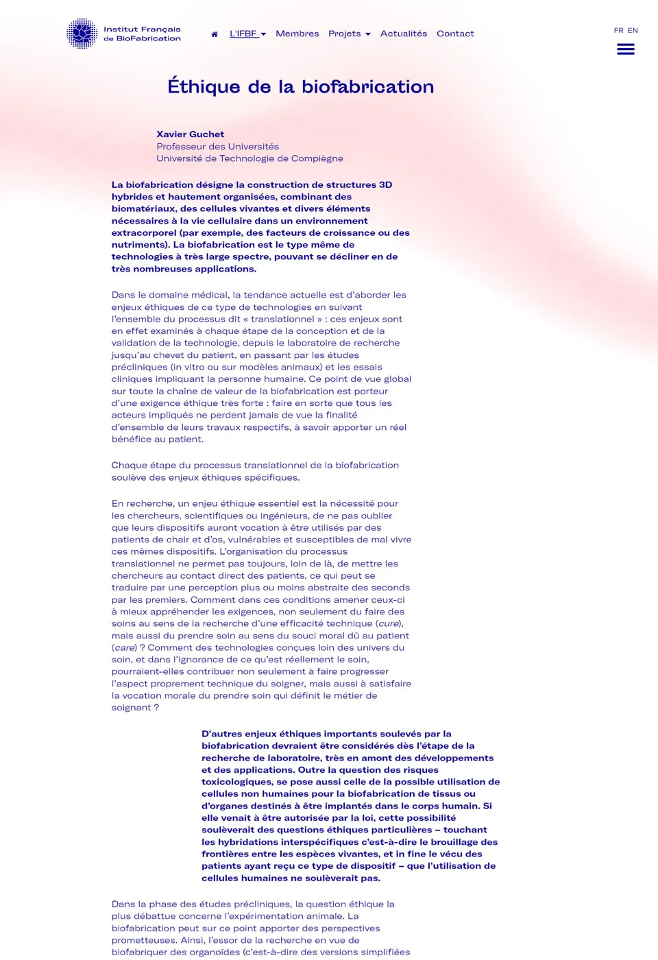 Site web Institut Français de BioFabrication 7